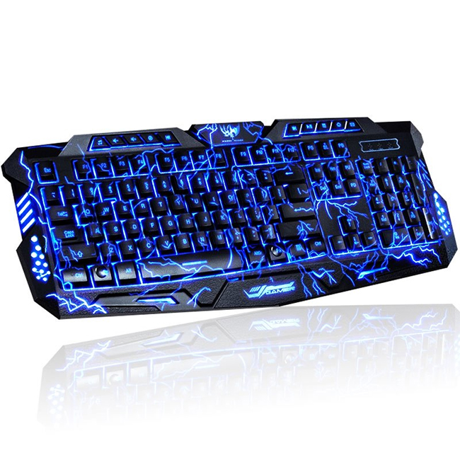 Tri-Color Gaming Keyboard Teclado: USB Membrane Keyboard