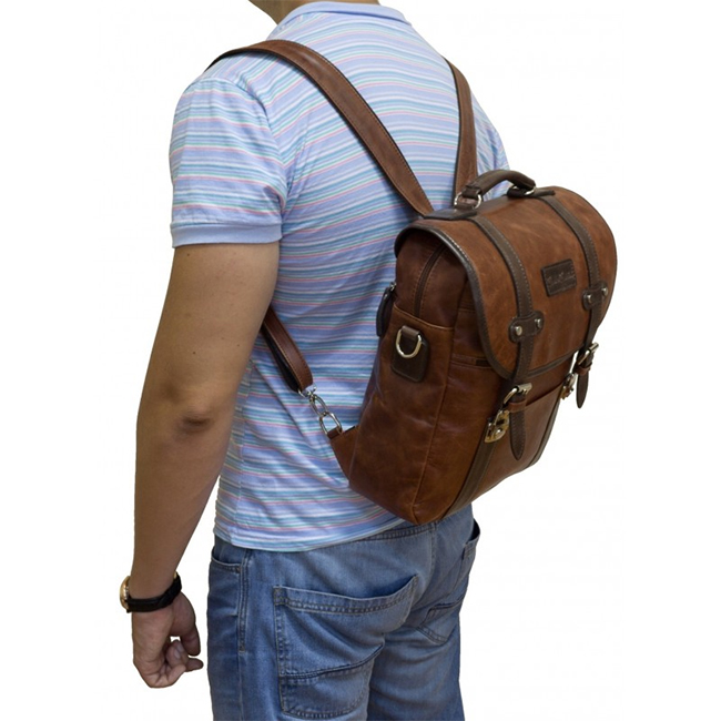 Carlo Gattini Tronto cognac (3005-03): classic city backpack