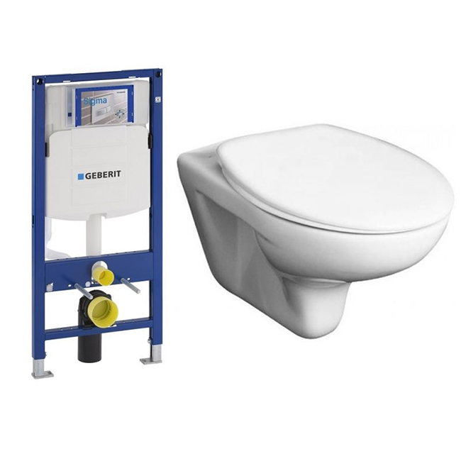 Roca Mateo 346200000 + Geberit Sigma 111.300.00.5 - wall-mounted toilet (Spain) with corner installation (Switzerland)