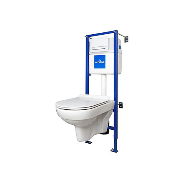 Сersanit City Clean On MZ-CITY-Con-S-DL + Geberit Sigma 111.300.00.5 - wall-hung toilet (Poland) with corner installation (Switzerland)