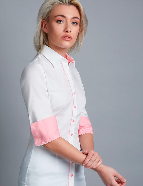 HAWESCURTIS Fitted Shirt with Contrast Detail