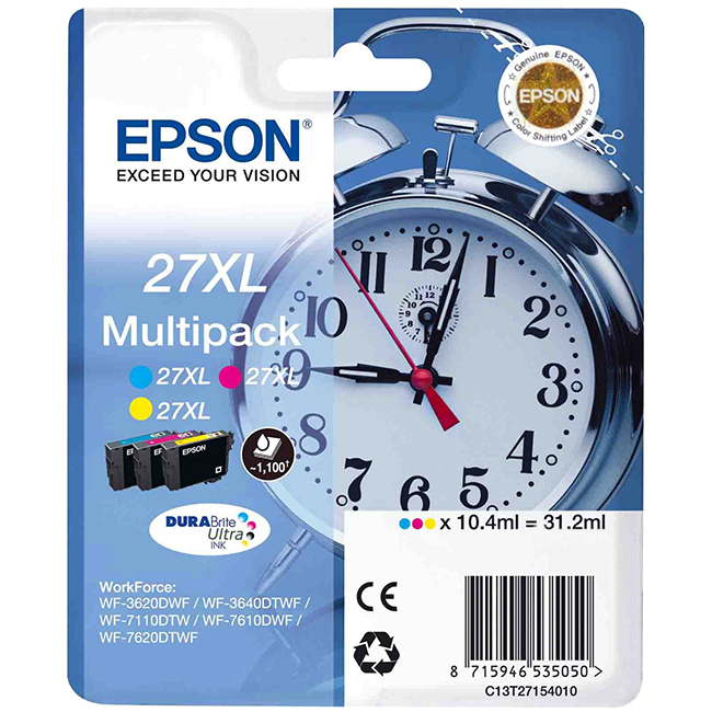 Epson 27XL (C13T27154020) - kolmivärinen sarja suurikokoiselle tulostukselle